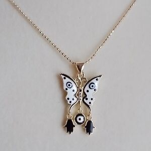 Pretty Bird Gold and Black Butterfly Necklace
